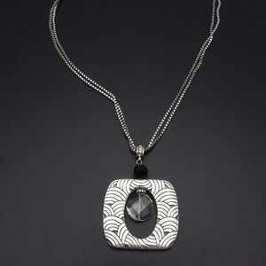 Retired Brighton Jazz Pendant Necklace with Faceted Clear Crystal Accent